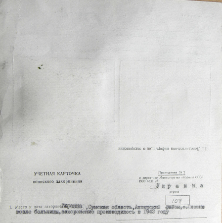 Одиночная могила возле больницы в с. Олешня