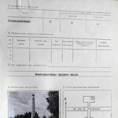Братская могила в центре с. Анастасьевка