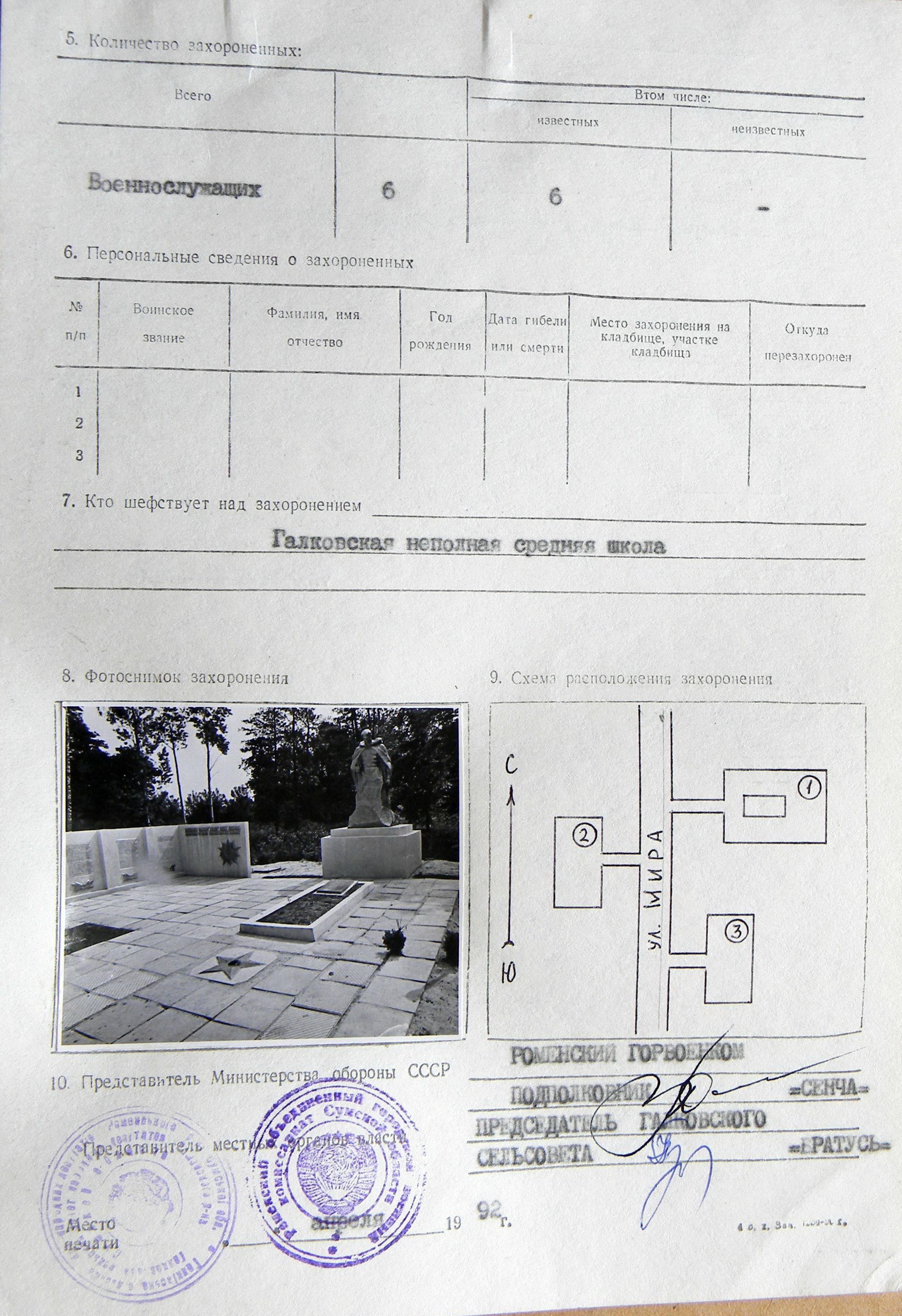 Братская могила в с. Галка
