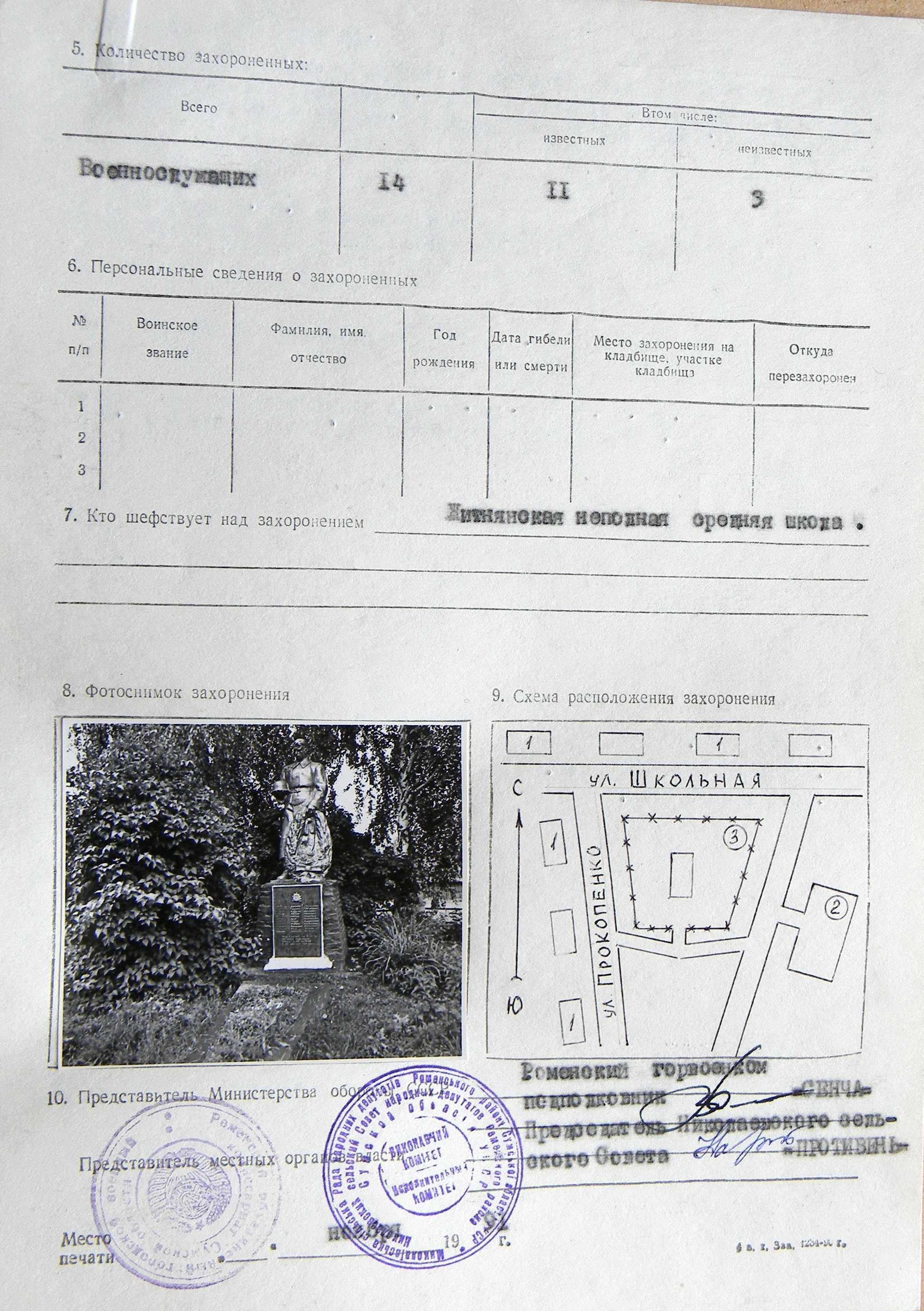 Братская могила в центре с. Житное