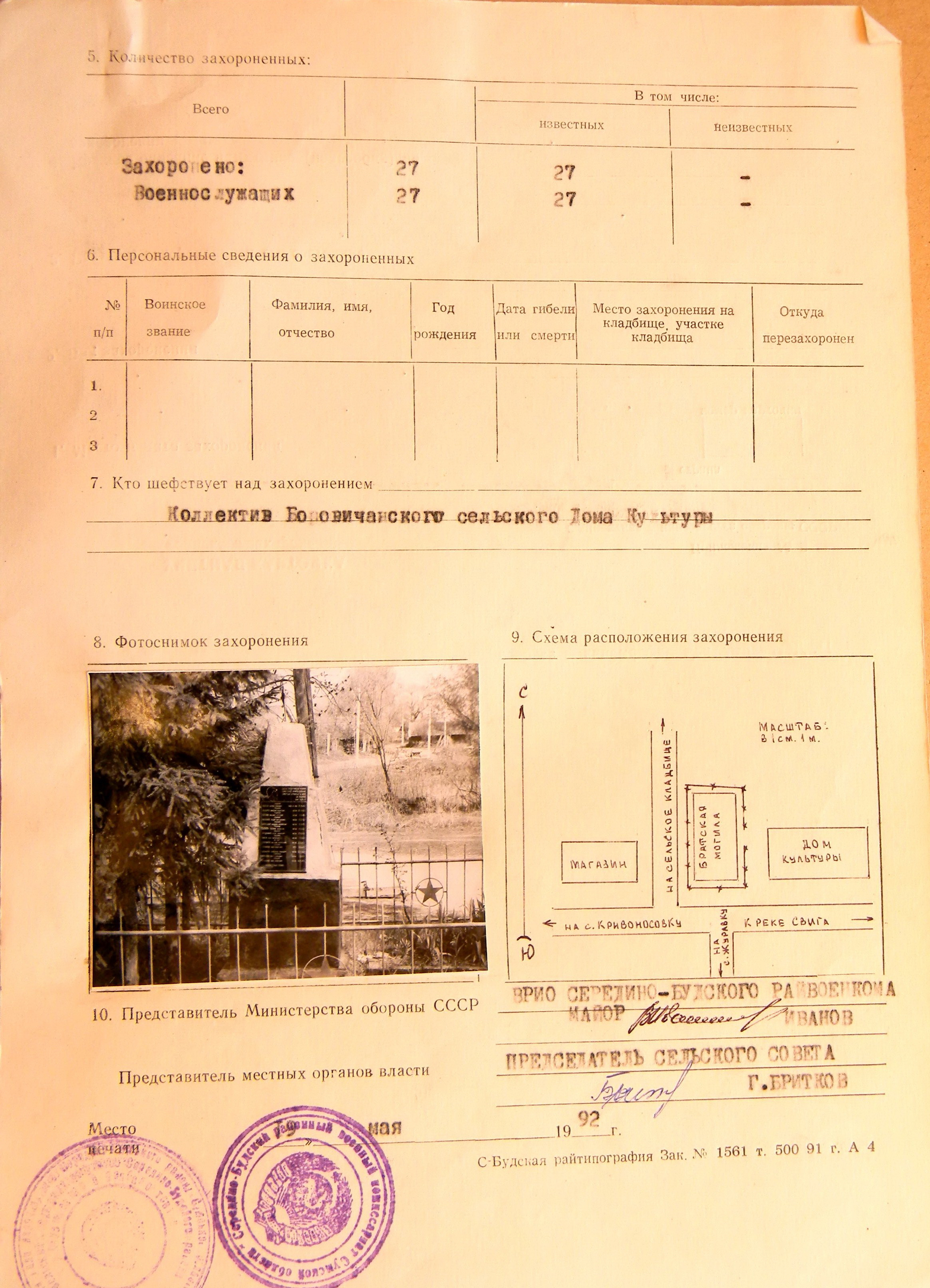Братская могила в с. Боровичи