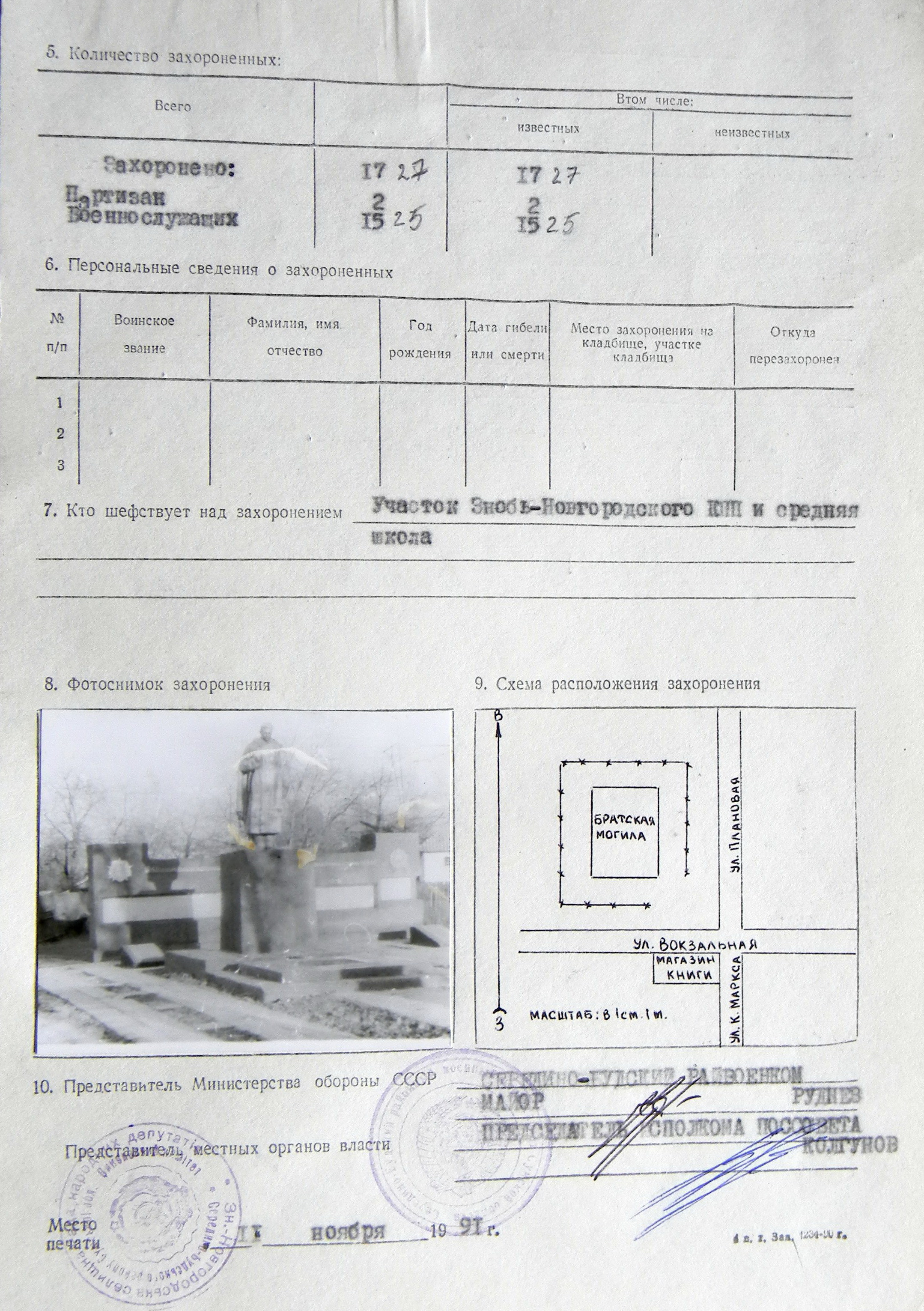 Братская могила в центре п. Знобь-Новгородское 