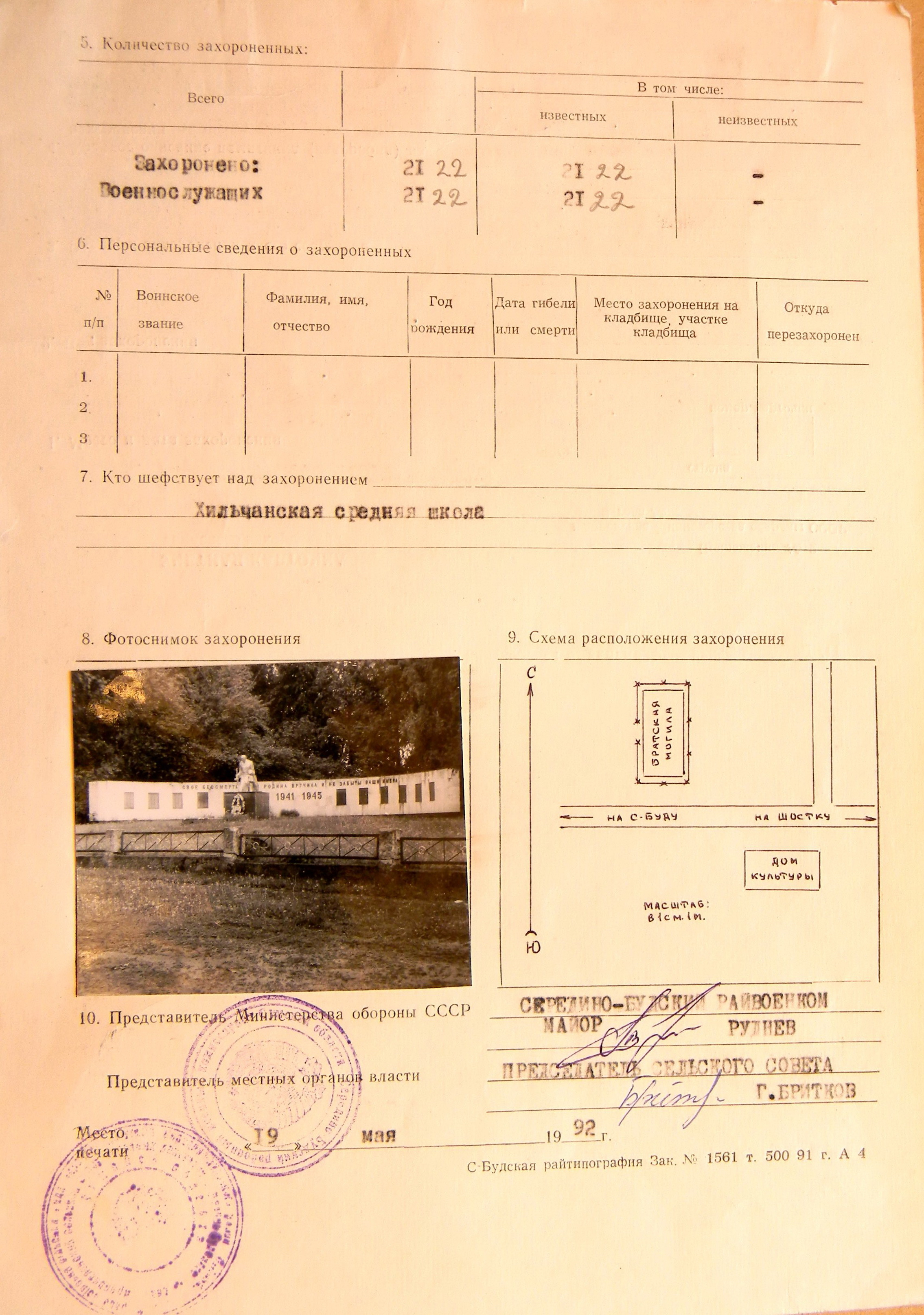 Братская могила в с. Кривоносовка
