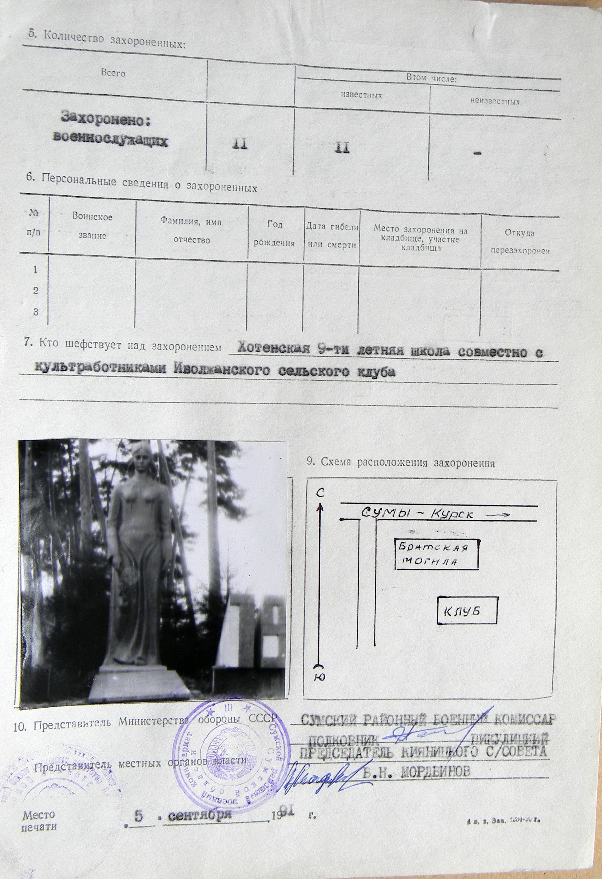 Братская могила в с. с. Иволжино