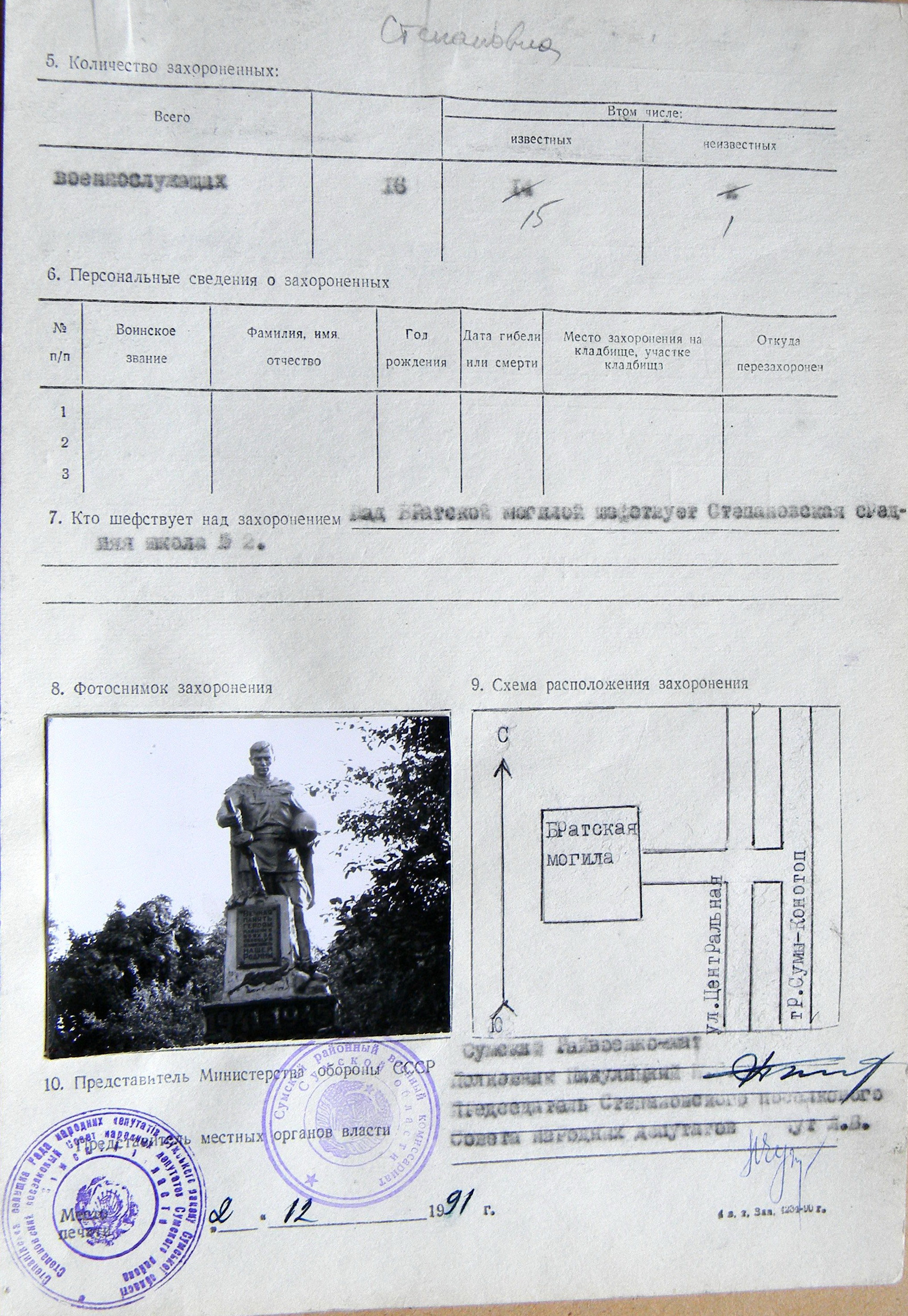 Братская могила в с. Степановка 