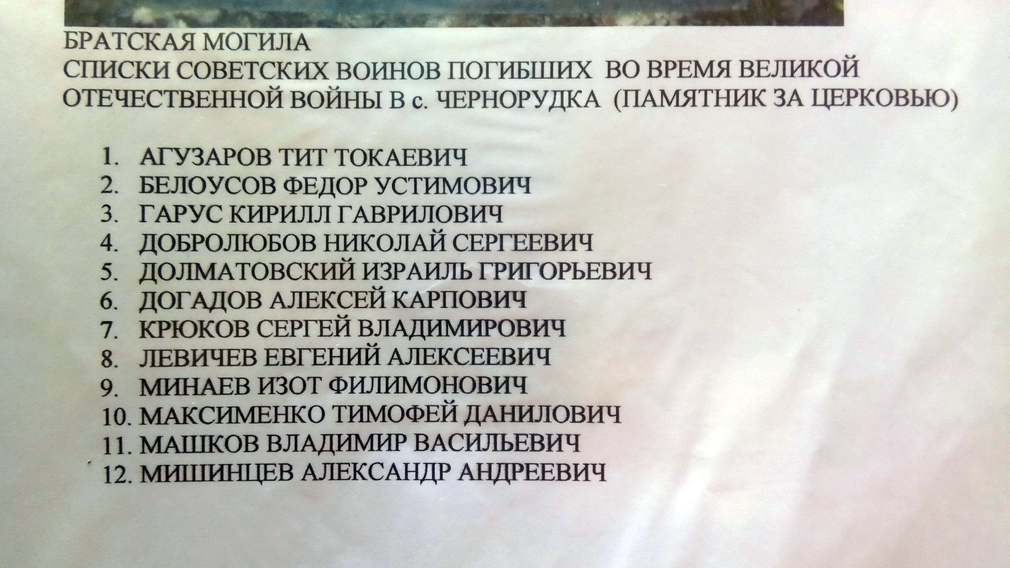 Мемориал у церкви в с. Чернорудка Ружинского района